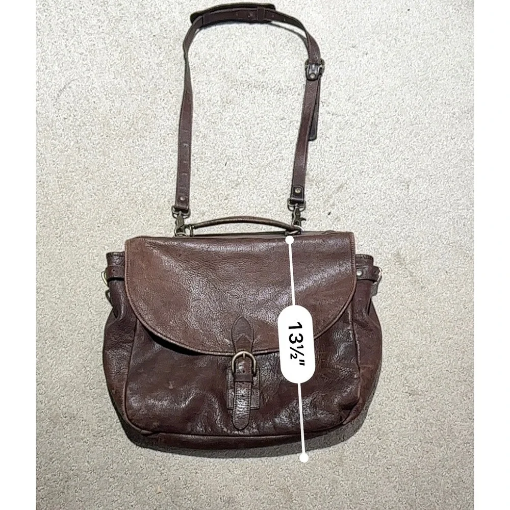 GAP Mens Brown Pebbled Leather Messenger Bag Satchel Laptop Crossbody Vintage